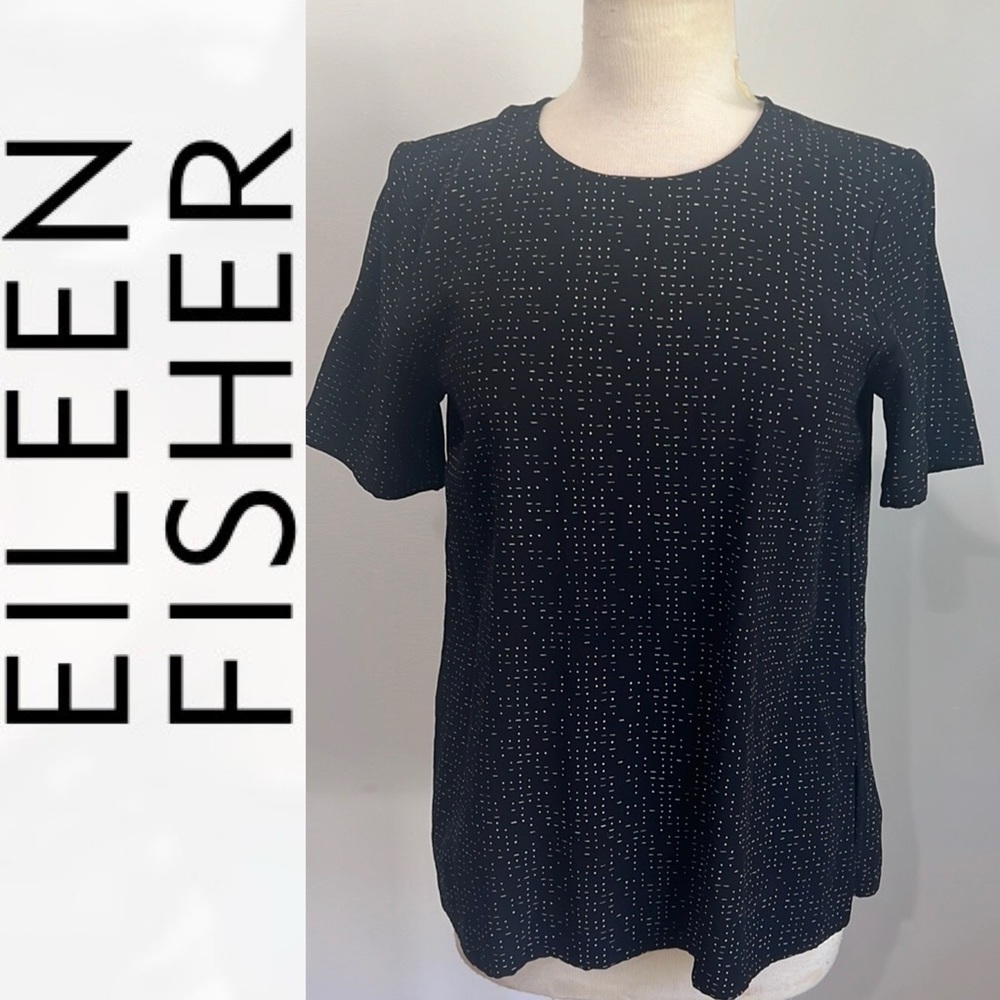 Eileen Fisher Short Sleeve Top Tencel Lyocell Minimalist Capsule Quiet Luxury